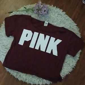 PINK short sleeve oversized crop top!